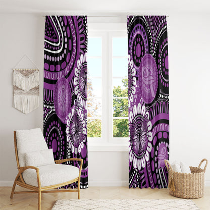 Australia Indigenous Butterflies Personalised Window Curtain Lupus Support Purple Ribbon Aboriginal Art