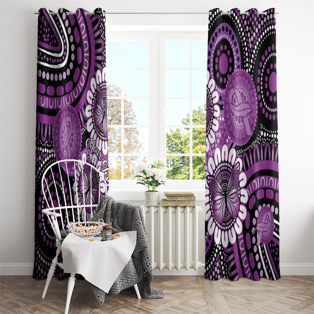 Australia Indigenous Butterflies Personalised Window Curtain Lupus Support Purple Ribbon Aboriginal Art