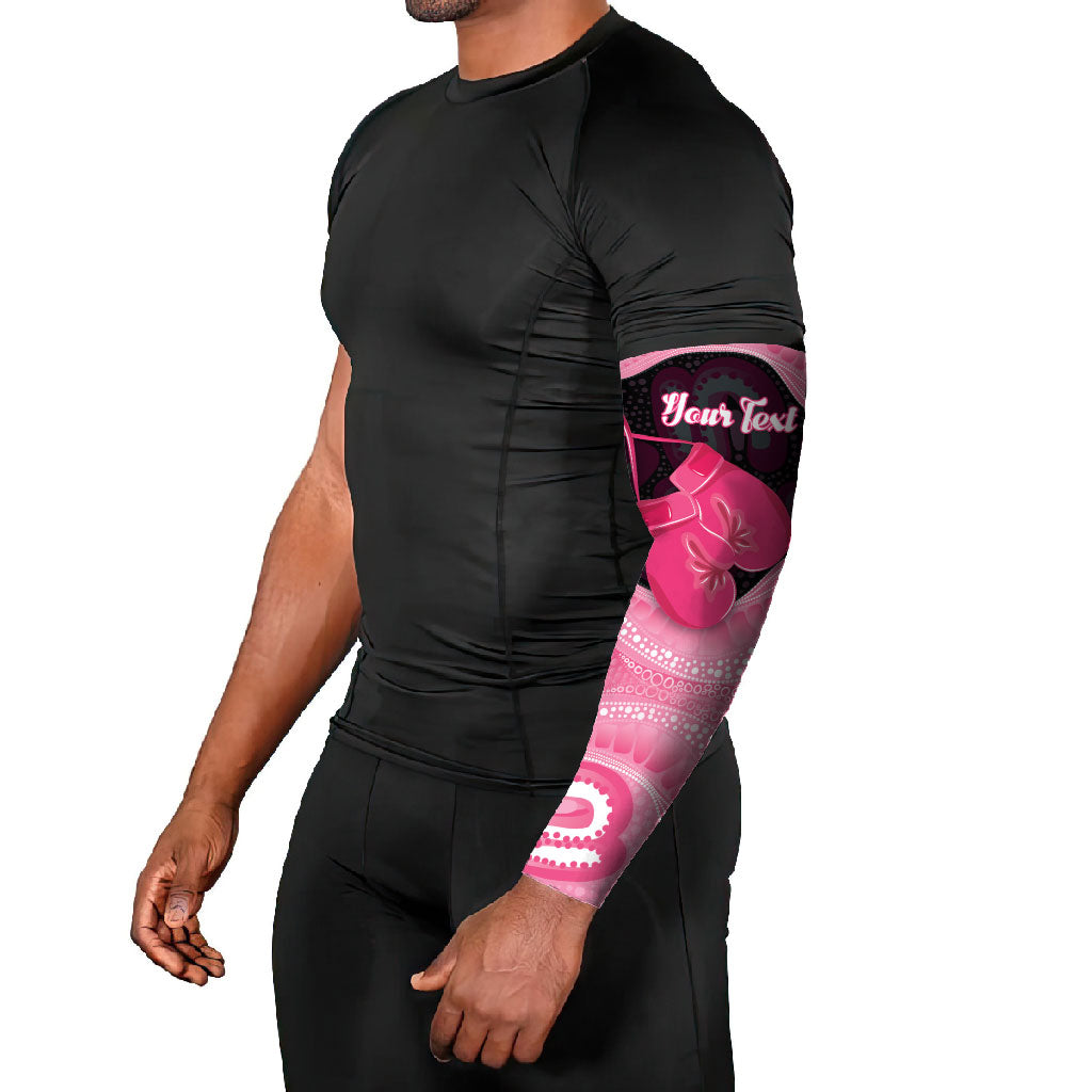 Personalised Australia Breast Cancer Support Arm Sleeves Pink Cockatoo Fight Boxing Gloves Aboriginal Art
