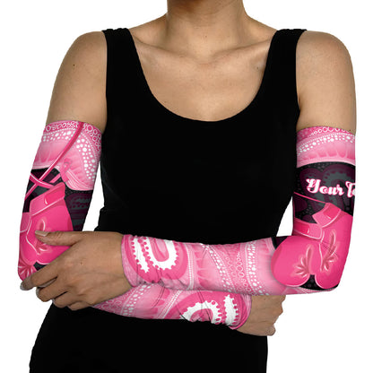 Personalised Australia Breast Cancer Support Arm Sleeves Pink Cockatoo Fight Boxing Gloves Aboriginal Art