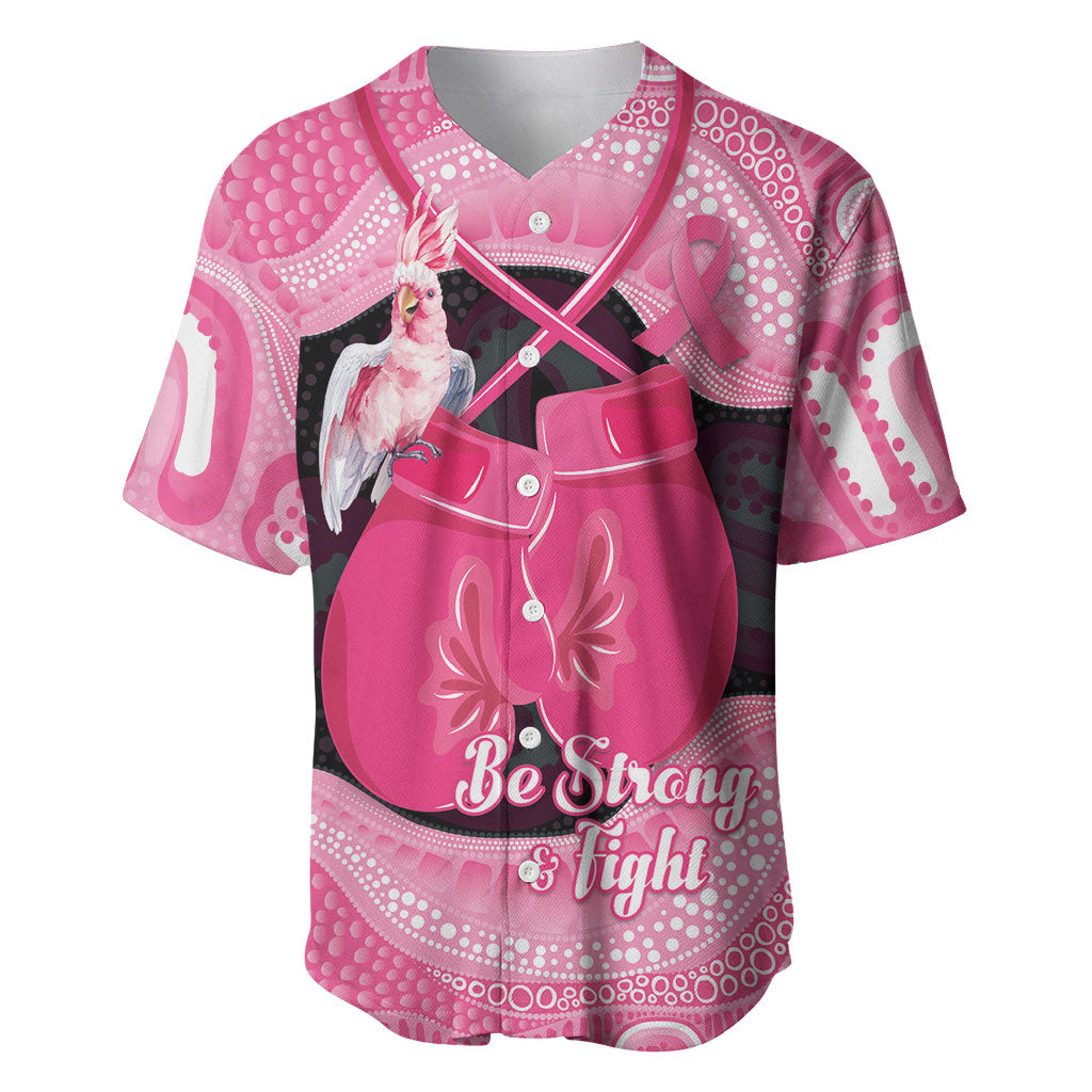 Personalised Australia Breast Cancer Support Baseball Jersey Pink Cockatoo Fight Boxing Gloves Aboriginal Art