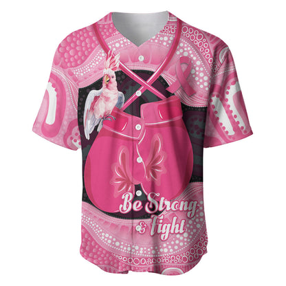 Personalised Australia Breast Cancer Support Baseball Jersey Pink Cockatoo Fight Boxing Gloves Aboriginal Art