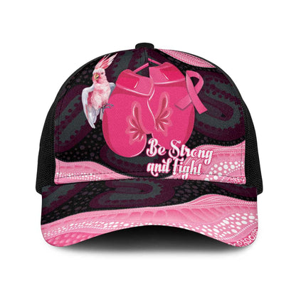 Australia Breast Cancer Support Baseball Net Cap Pink Cockatoo Fight Boxing Gloves Aboriginal Art
