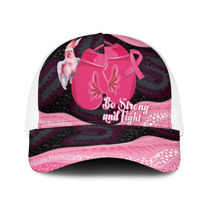 Australia Breast Cancer Support Baseball Net Cap Pink Cockatoo Fight Boxing Gloves Aboriginal Art