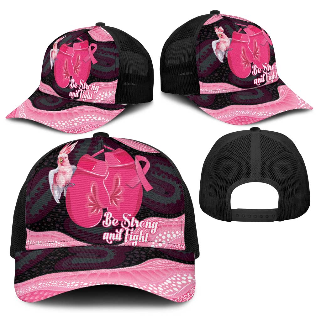 Australia Breast Cancer Support Baseball Net Cap Pink Cockatoo Fight Boxing Gloves Aboriginal Art
