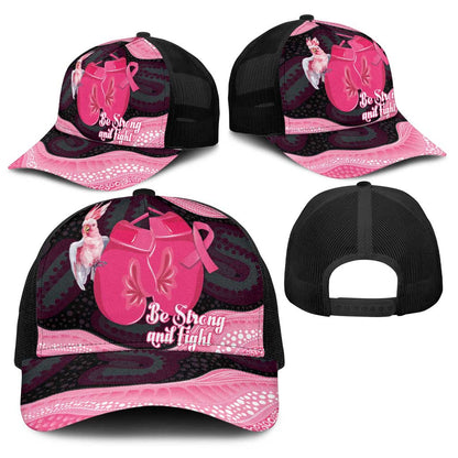 Australia Breast Cancer Support Baseball Net Cap Pink Cockatoo Fight Boxing Gloves Aboriginal Art
