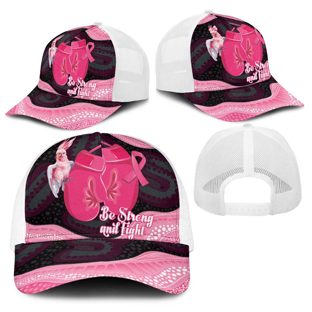 Australia Breast Cancer Support Baseball Net Cap Pink Cockatoo Fight Boxing Gloves Aboriginal Art