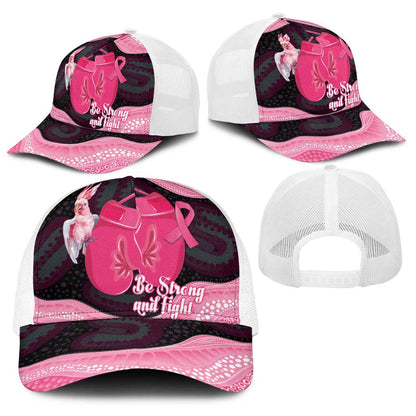 Australia Breast Cancer Support Baseball Net Cap Pink Cockatoo Fight Boxing Gloves Aboriginal Art