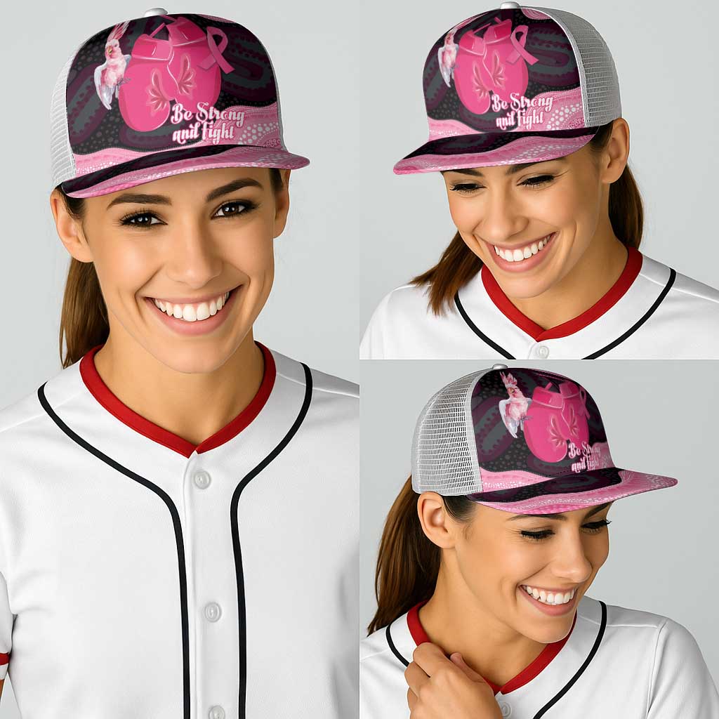 Australia Breast Cancer Support Baseball Net Cap Pink Cockatoo Fight Boxing Gloves Aboriginal Art