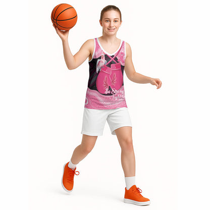 Personalised Australia Breast Cancer Support Basketball Jersey Pink Cockatoo Fight Boxing Gloves Aboriginal Art