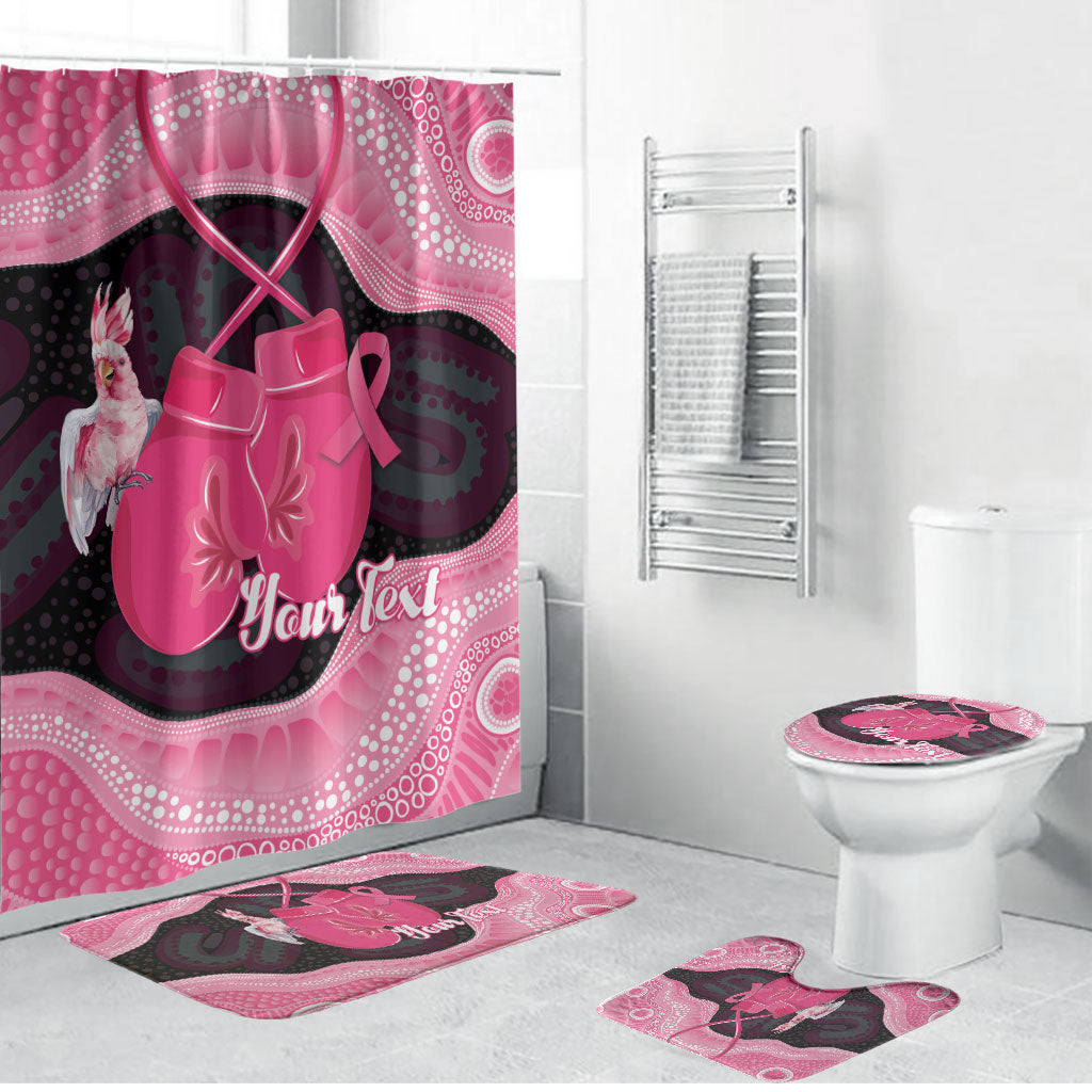 Personalised Australia Breast Cancer Support Bathroom Set Pink Cockatoo Fight Boxing Gloves Aboriginal Art