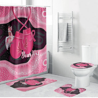 Personalised Australia Breast Cancer Support Bathroom Set Pink Cockatoo Fight Boxing Gloves Aboriginal Art