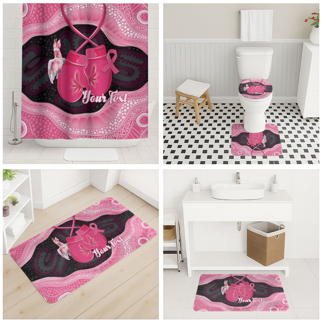 Personalised Australia Breast Cancer Support Bathroom Set Pink Cockatoo Fight Boxing Gloves Aboriginal Art