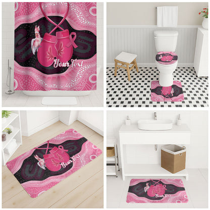 Personalised Australia Breast Cancer Support Bathroom Set Pink Cockatoo Fight Boxing Gloves Aboriginal Art
