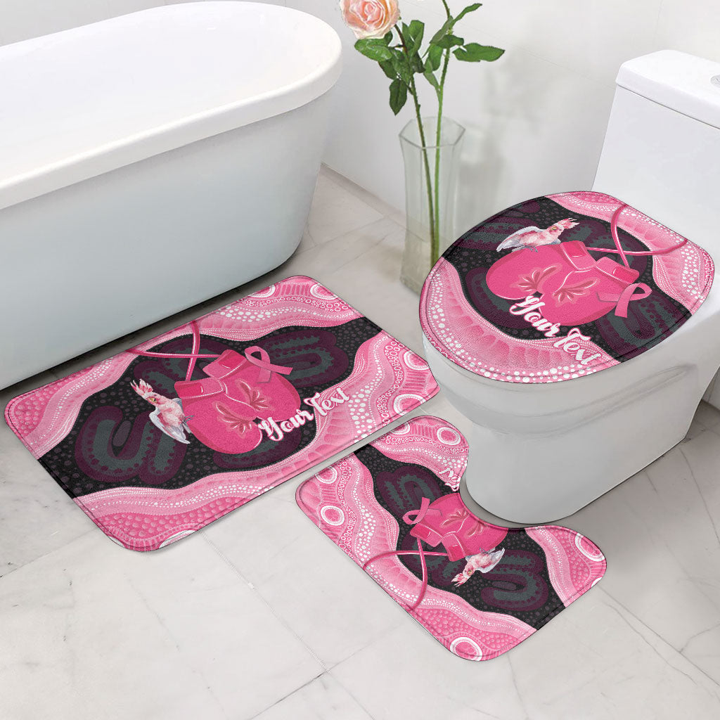 Personalised Australia Breast Cancer Support Bathroom Set Pink Cockatoo Fight Boxing Gloves Aboriginal Art