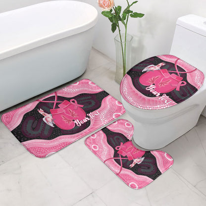 Personalised Australia Breast Cancer Support Bathroom Set Pink Cockatoo Fight Boxing Gloves Aboriginal Art