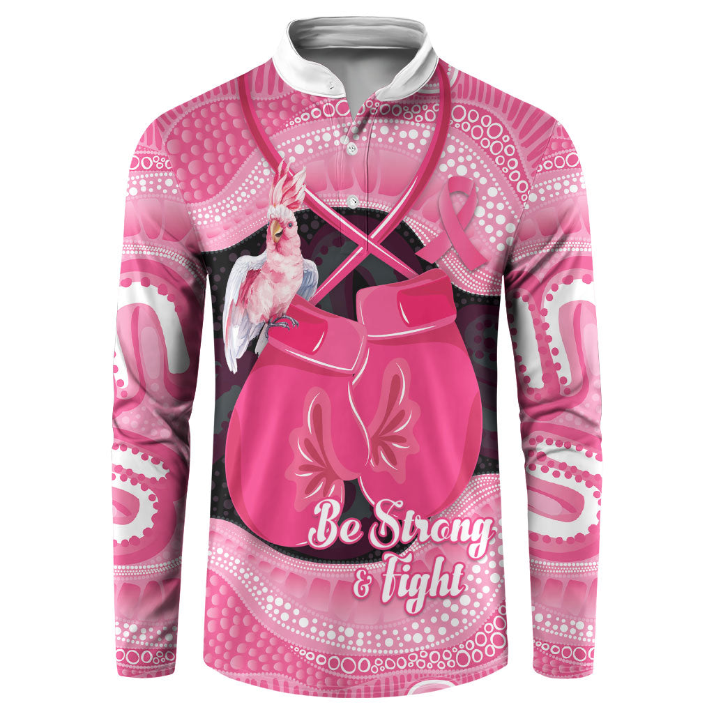 Personalised Australia Breast Cancer Support Button Sweatshirt Pink Cockatoo Fight Boxing Gloves Aboriginal Art