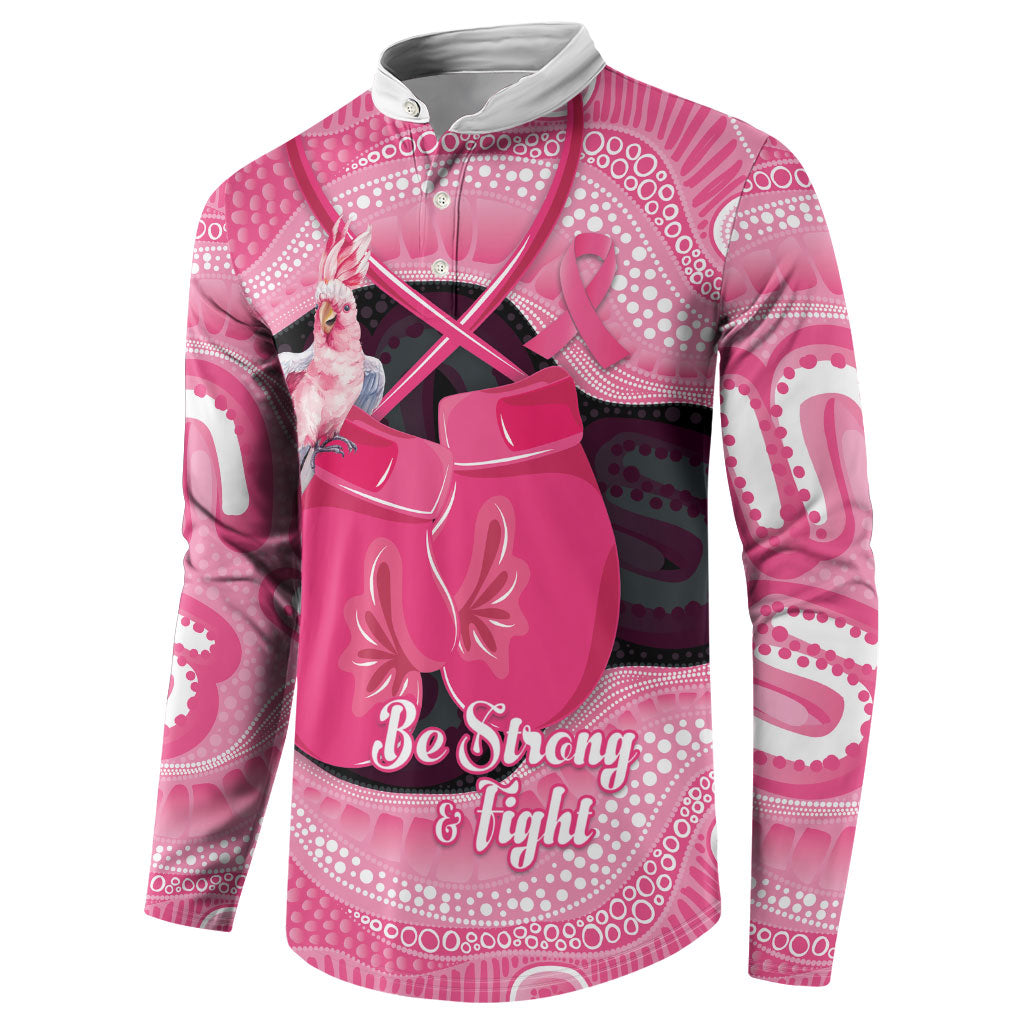 Personalised Australia Breast Cancer Support Button Sweatshirt Pink Cockatoo Fight Boxing Gloves Aboriginal Art