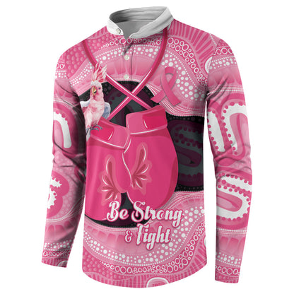 Personalised Australia Breast Cancer Support Button Sweatshirt Pink Cockatoo Fight Boxing Gloves Aboriginal Art