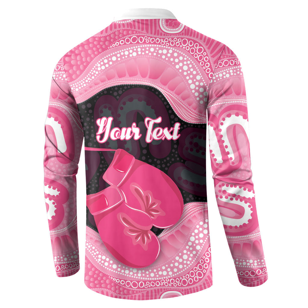 Personalised Australia Breast Cancer Support Button Sweatshirt Pink Cockatoo Fight Boxing Gloves Aboriginal Art