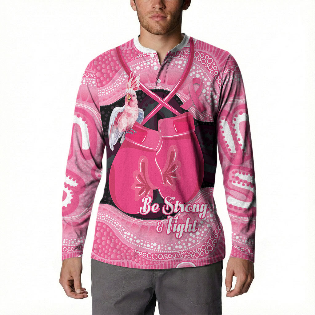 Personalised Australia Breast Cancer Support Button Sweatshirt Pink Cockatoo Fight Boxing Gloves Aboriginal Art
