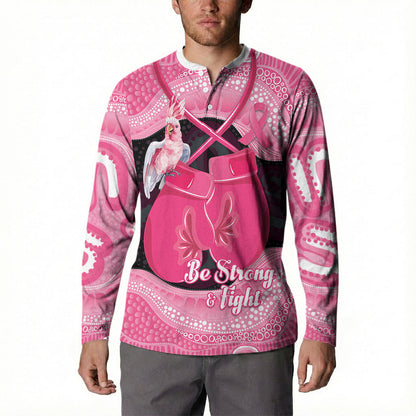 Personalised Australia Breast Cancer Support Button Sweatshirt Pink Cockatoo Fight Boxing Gloves Aboriginal Art