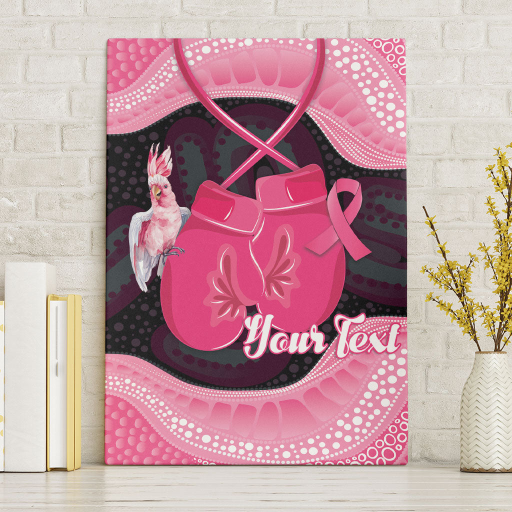 Personalised Australia Breast Cancer Support Canvas Wall Art Pink Cockatoo Fight Boxing Gloves Aboriginal Art