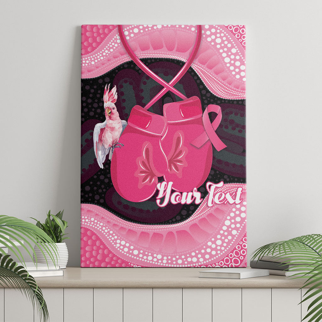 Personalised Australia Breast Cancer Support Canvas Wall Art Pink Cockatoo Fight Boxing Gloves Aboriginal Art