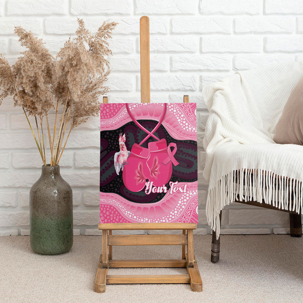 Personalised Australia Breast Cancer Support Canvas Wall Art Pink Cockatoo Fight Boxing Gloves Aboriginal Art