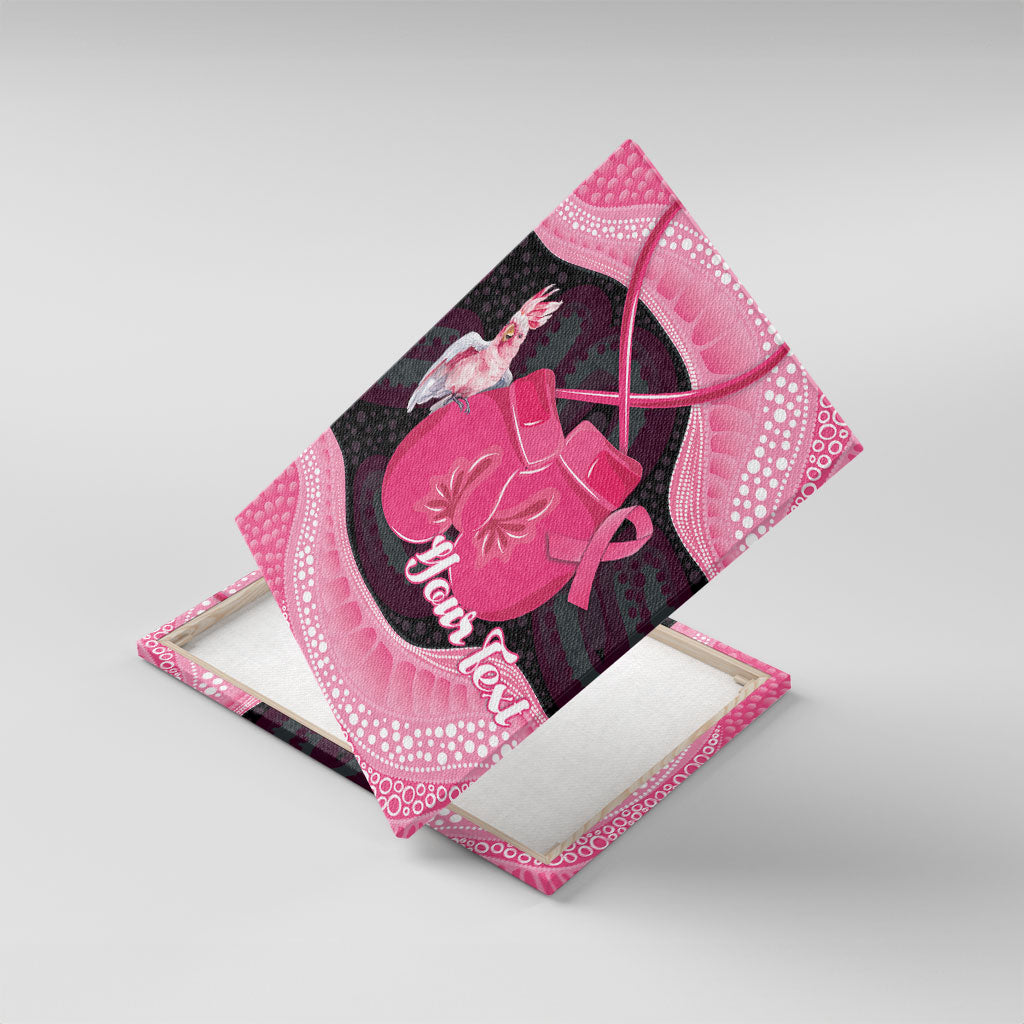 Personalised Australia Breast Cancer Support Canvas Wall Art Pink Cockatoo Fight Boxing Gloves Aboriginal Art