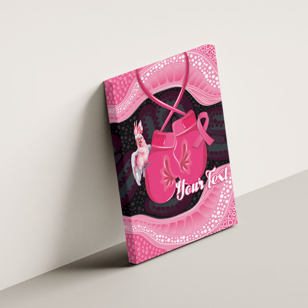 Personalised Australia Breast Cancer Support Canvas Wall Art Pink Cockatoo Fight Boxing Gloves Aboriginal Art