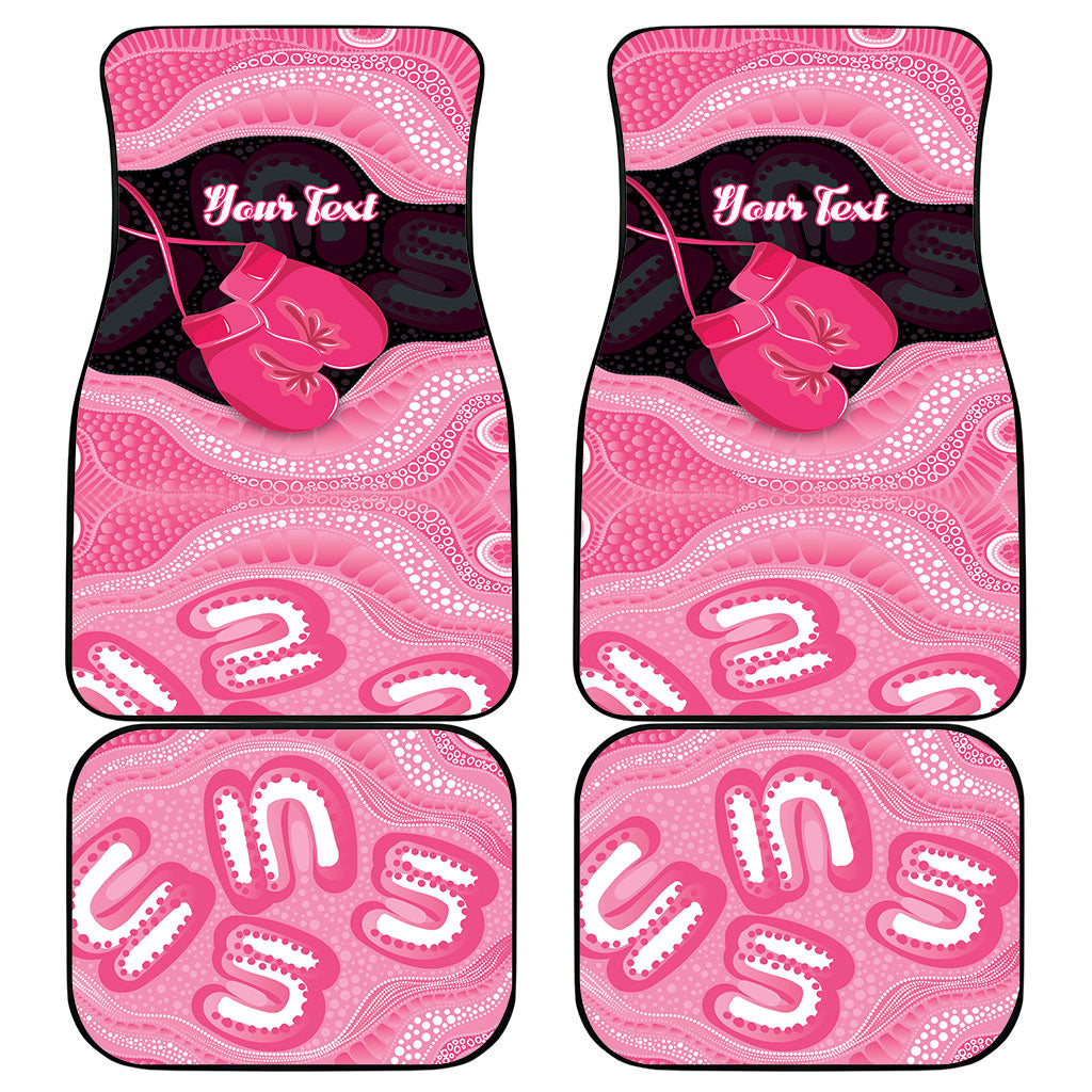Personalised Australia Breast Cancer Support Car Mats Pink Cockatoo Fight Boxing Gloves Aboriginal Art