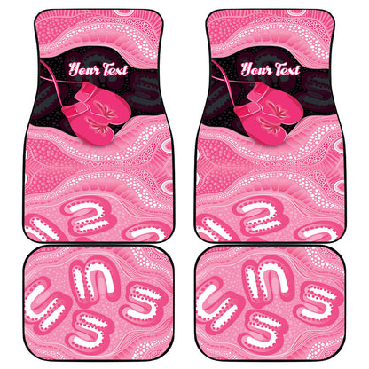 Personalised Australia Breast Cancer Support Car Mats Pink Cockatoo Fight Boxing Gloves Aboriginal Art