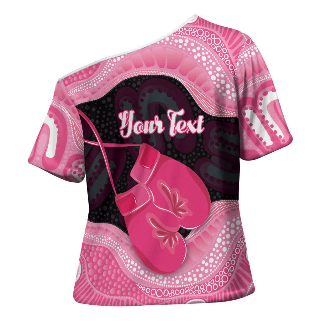 Personalised Australia Breast Cancer Support Cross Shoulder Shirt Pink Cockatoo Fight Boxing Gloves Aboriginal Art