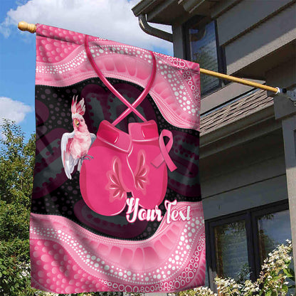 Personalised Australia Breast Cancer Support Garden Flag Pink Cockatoo Fight Boxing Gloves Aboriginal Art