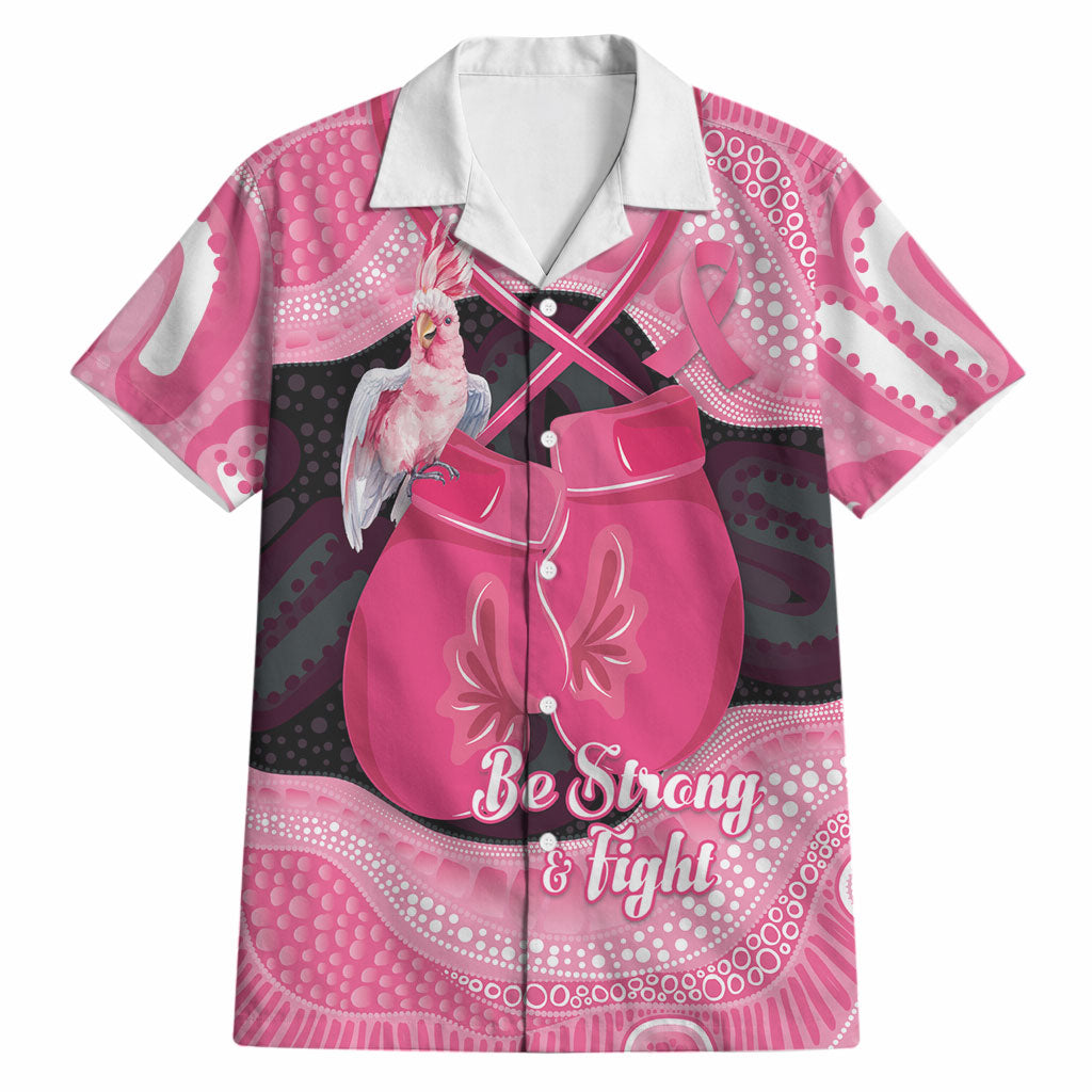 Personalised Australia Breast Cancer Support Hawaiian Shirt Pink Cockatoo Fight Boxing Gloves Aboriginal Art