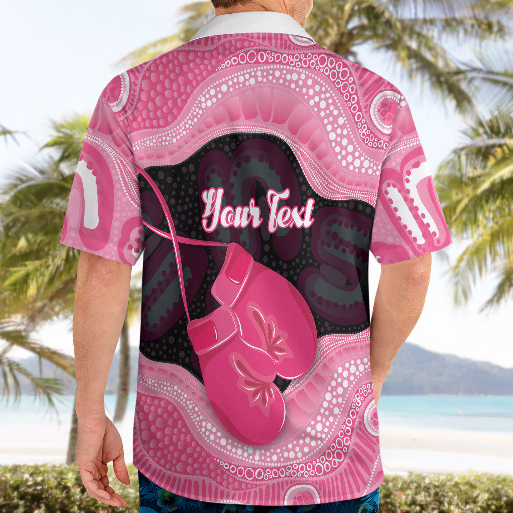 Personalised Australia Breast Cancer Support Hawaiian Shirt Pink Cockatoo Fight Boxing Gloves Aboriginal Art