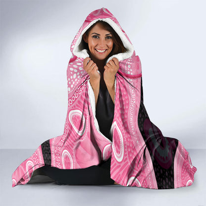 Personalised Australia Breast Cancer Support Hooded Blanket Pink Cockatoo Fight Boxing Gloves Aboriginal Art