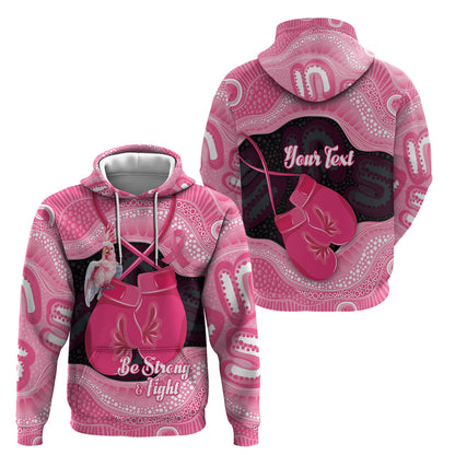Personalised Australia Breast Cancer Support Hoodie Pink Cockatoo Fight Boxing Gloves Aboriginal Art