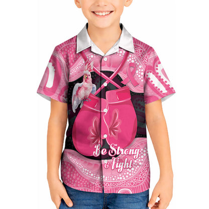 Personalised Australia Breast Cancer Support Kid Hawaiian Shirt Pink Cockatoo Fight Boxing Gloves Aboriginal Art