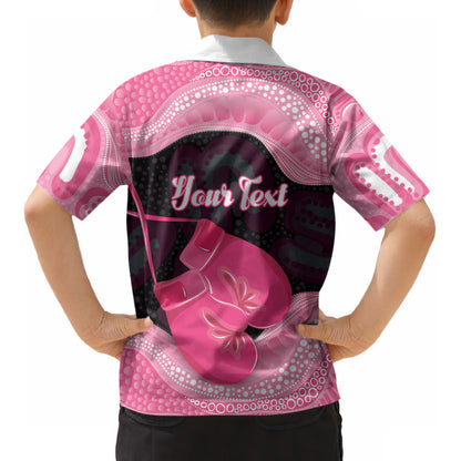 Personalised Australia Breast Cancer Support Kid Hawaiian Shirt Pink Cockatoo Fight Boxing Gloves Aboriginal Art
