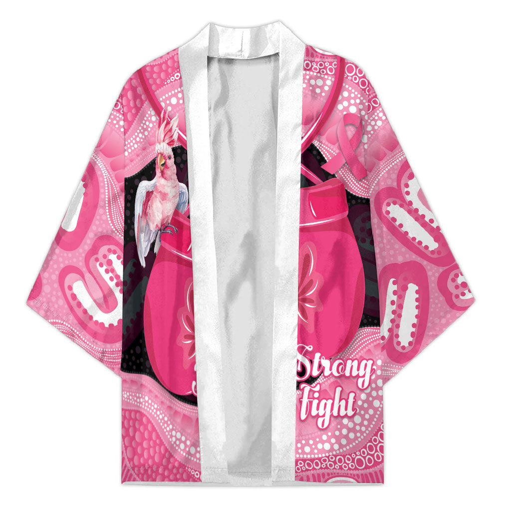 Personalised Australia Breast Cancer Support Kimono Pink Cockatoo Fight Boxing Gloves Aboriginal Art