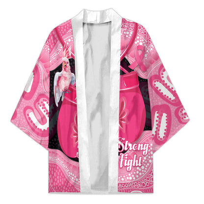Personalised Australia Breast Cancer Support Kimono Pink Cockatoo Fight Boxing Gloves Aboriginal Art