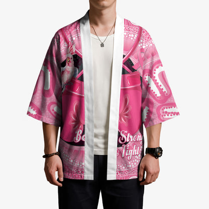 Personalised Australia Breast Cancer Support Kimono Pink Cockatoo Fight Boxing Gloves Aboriginal Art