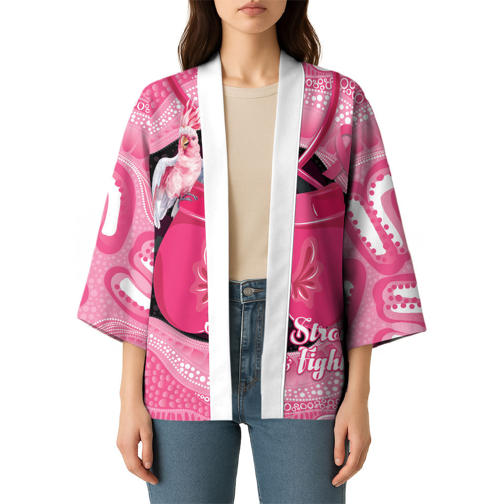 Personalised Australia Breast Cancer Support Kimono Pink Cockatoo Fight Boxing Gloves Aboriginal Art