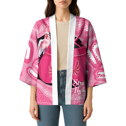 Personalised Australia Breast Cancer Support Kimono Pink Cockatoo Fight Boxing Gloves Aboriginal Art