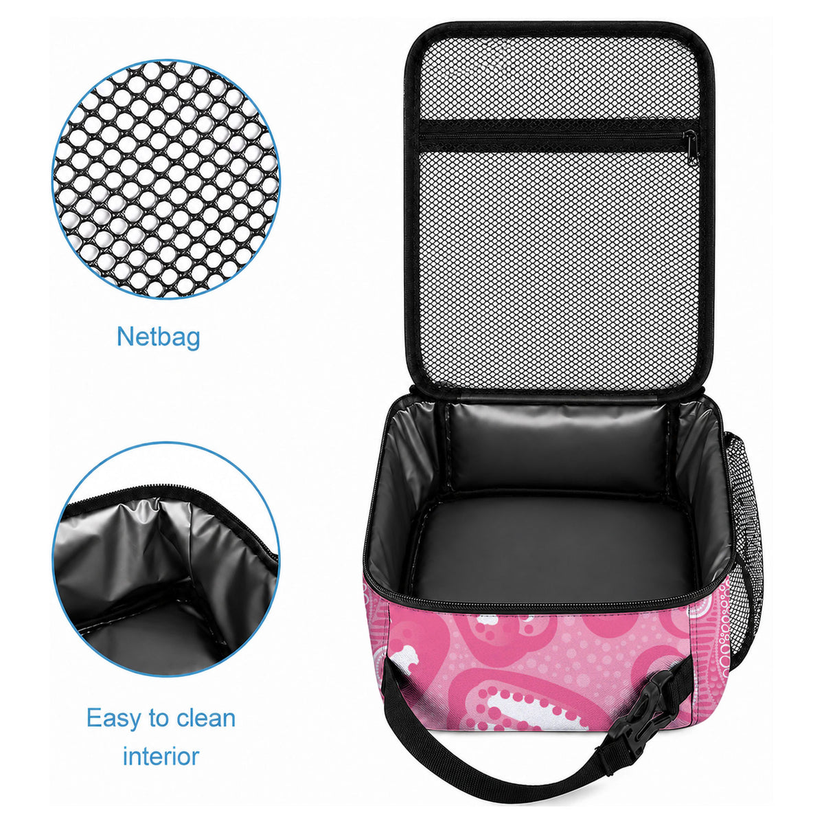 Personalised Australia Breast Cancer Support Lunch Bag Pink Cockatoo Fight Boxing Gloves Aboriginal Art