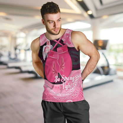 Personalised Australia Breast Cancer Support Men Tank Top Pink Cockatoo Fight Boxing Gloves Aboriginal Art
