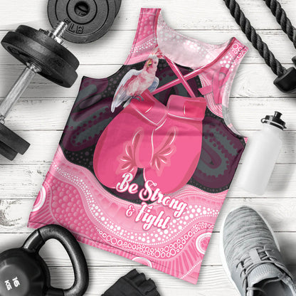 Personalised Australia Breast Cancer Support Men Tank Top Pink Cockatoo Fight Boxing Gloves Aboriginal Art