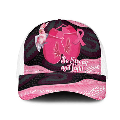 Australia Breast Cancer Support Mesh Trucker Cap Pink Cockatoo Fight Boxing Gloves Aboriginal Art